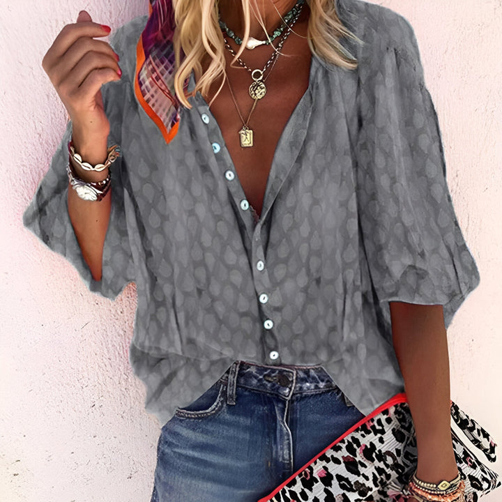 Blouse Button Down for Women's with  Subtle Pattern