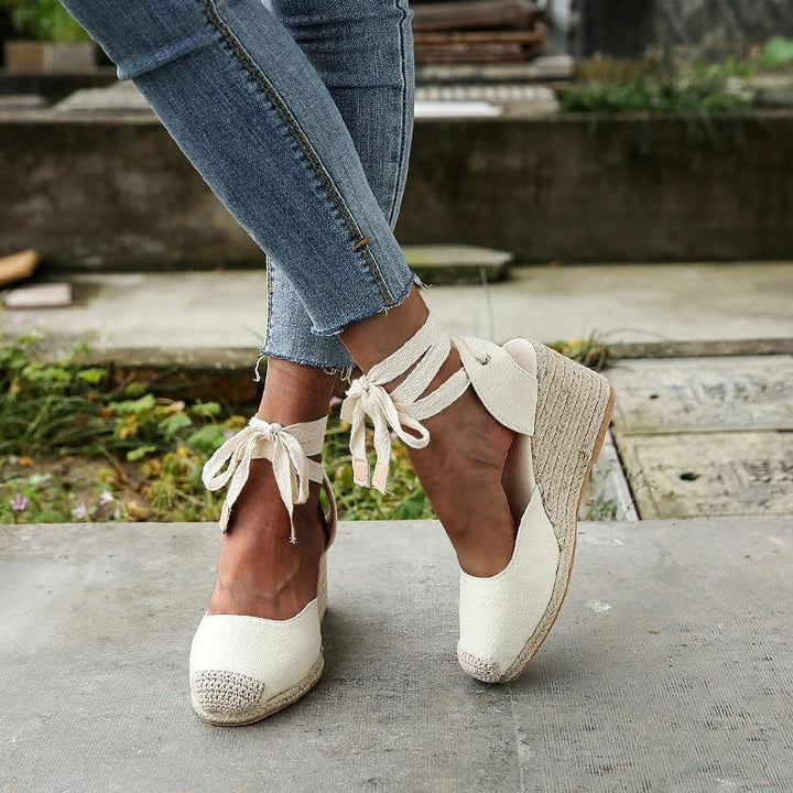 Women’s Cozy Lace-Up Wedge Espadrilles