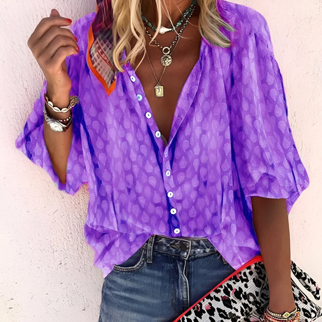 Blouse Button Down for Women's with  Subtle Pattern