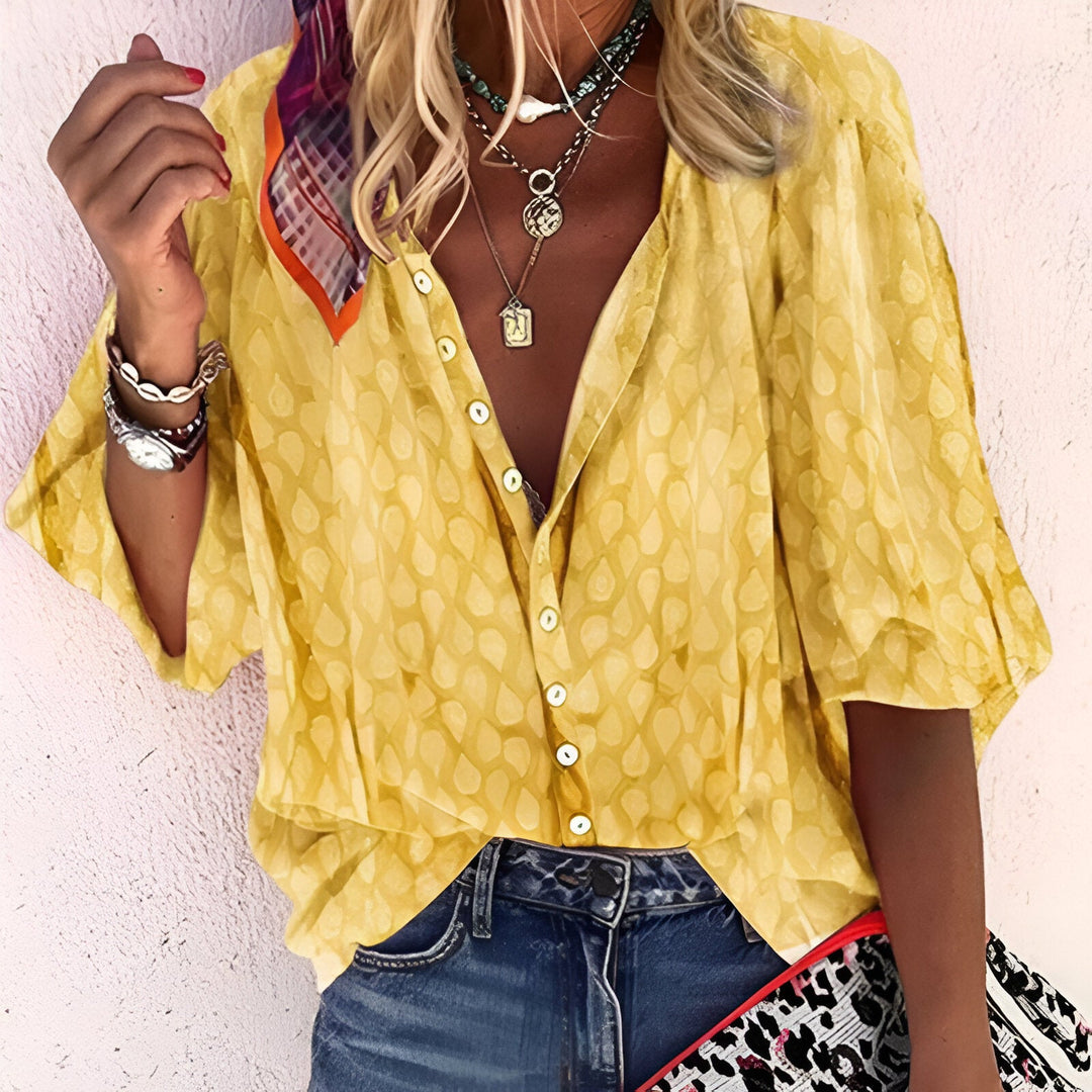 Blouse Button Down for Women's with  Subtle Pattern