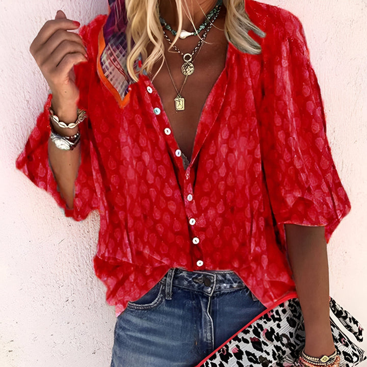 Blouse Button Down for Women's with  Subtle Pattern