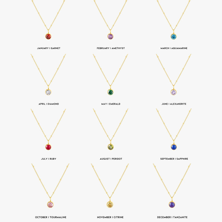 Birthstone Necklace  Personalized Jewelry for Women Stainless Steel