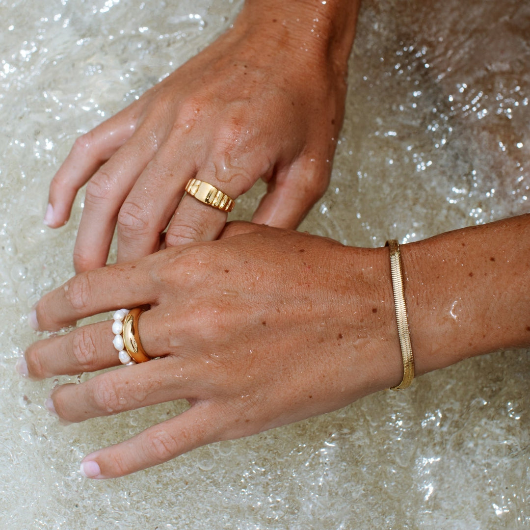 Herringbone Bracelet Women Stainless Steel Waterproof & Adjustable