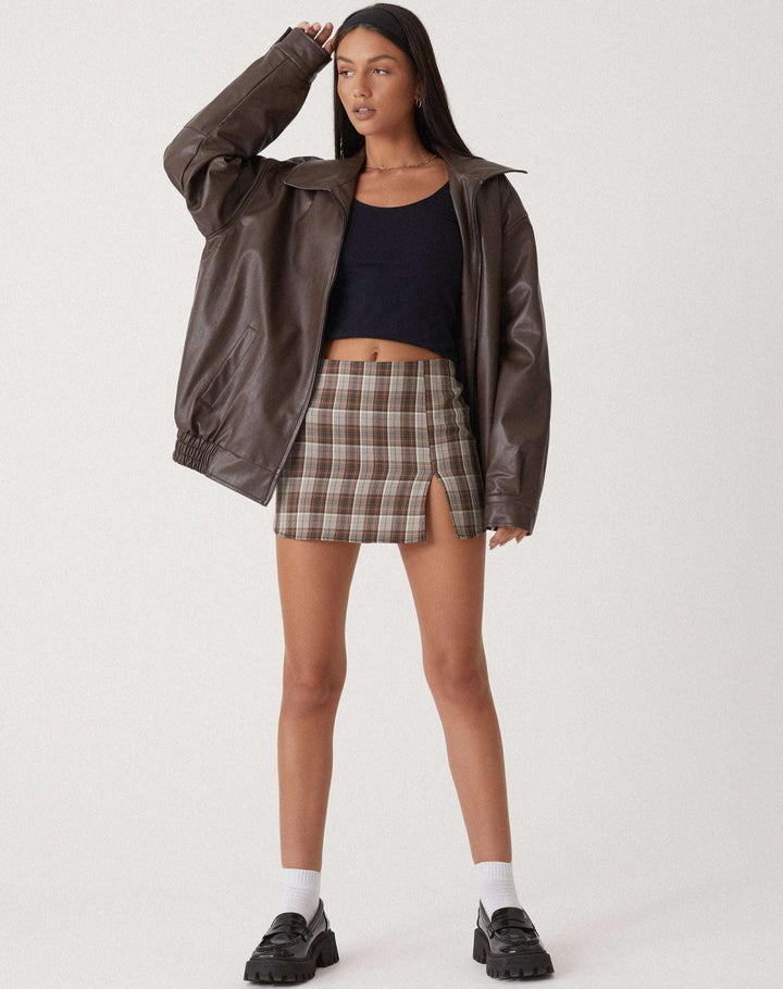 Relaxed Fit Oversized Faux Leather Zip Jacket